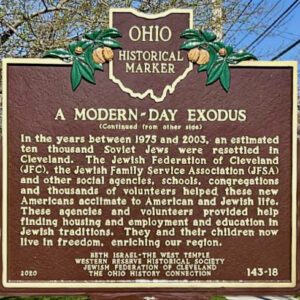 Ohio Historical Marker recognizes the resettlement of 10,000 Soviet Jews in greater Cleveland